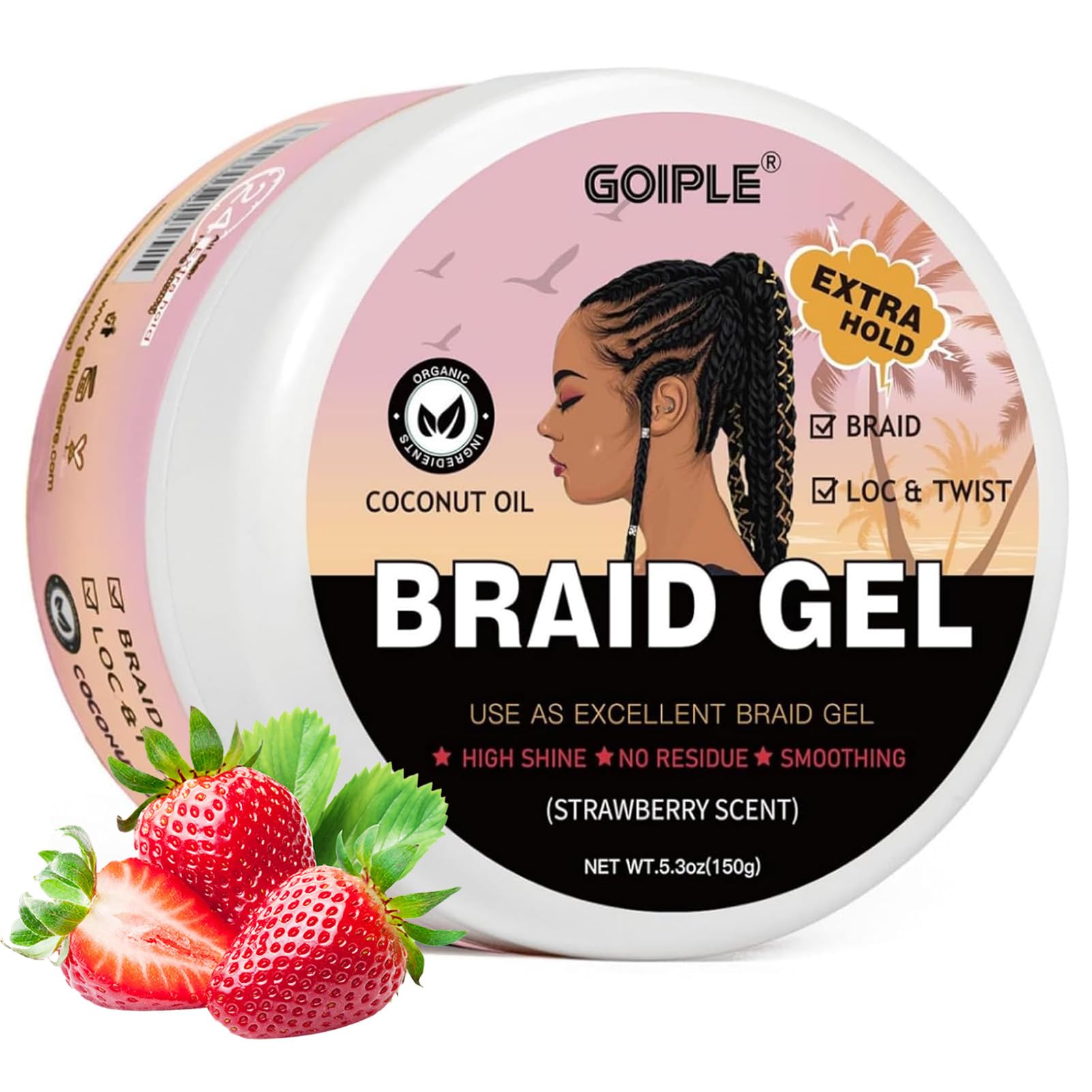 Coconut Wax Flake - GOIPLE 5.3oz กลิ่นสตรอเบอร์รี่ Braid เจลน้ํามันมะพร้าว Loc