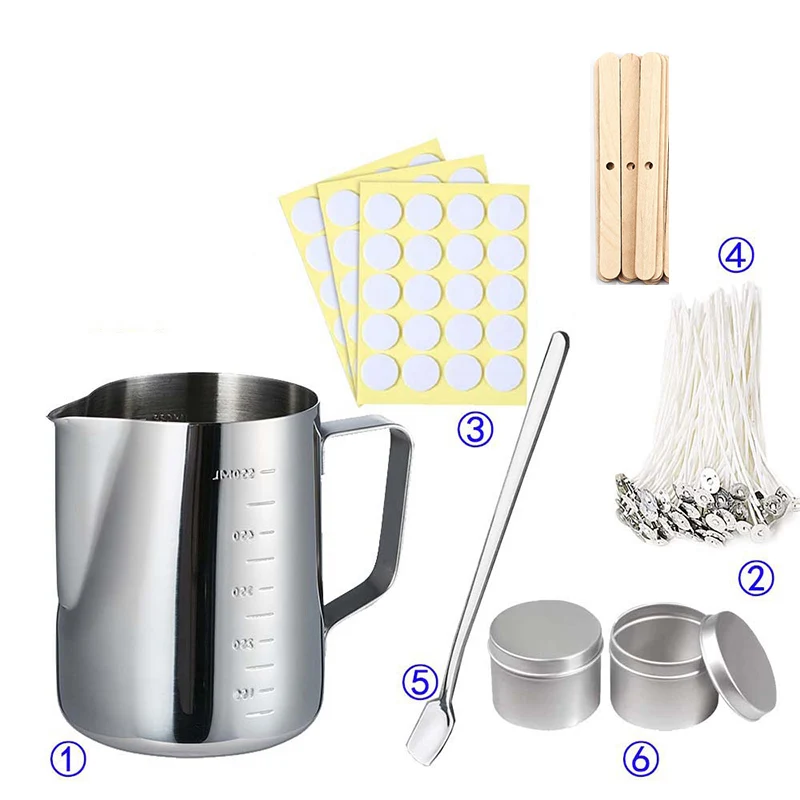 Candle Making Jars - ชุดอุปกรณ์ทำเทียน DIY เครื่องมือหลอมขี้ผึ้งเทียน ขวดอโรมาเธอราพีทำมือ แม่พิมพ์ ไส้เทียน