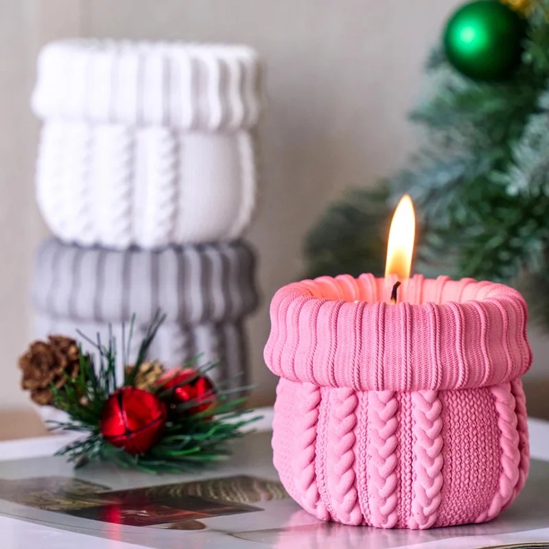 Candle Making Yarn - แม่พิมพ์ซิลิโคนสำหรับทำเทียนไหมพรม กระถางดอกไม้ ถุงเท้า ของตกแต่งคริสต์มาส งานฝีมือ ทำกล่องเก็บของจากเรซิ่น