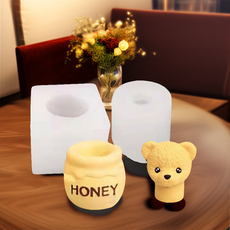 Candle Making Jars - 1 ชิ้น, เทียนอโรมาเธอราพีรูปหมีเท็ดดี้, แม่พิมพ์หมีโง่เขลา, กระป๋องน้ำผึ้งรูปหมีทำมือ, เทียนยิปซั่ม,