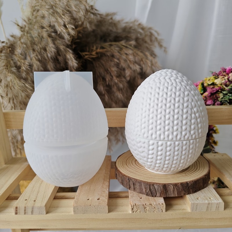 Candle Making Yarn - แม่พิมพ์ซิลิโคนรูปไข่สำหรับงานถักไหมพรม DIY ทำเรซิ่น เทียน ปูนปลาสเตอร์ ภาชนะเก็บของ