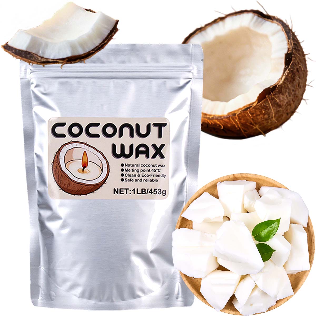 Coconut Wax Flake - 1LB ขี้ผึ้งมะพร้าวขาว ขี้ผึ้งจากพืชธรรมชาติ DIY เทียนหอมทำมือ วัสดุทำไส้เทียนไร้ควัน