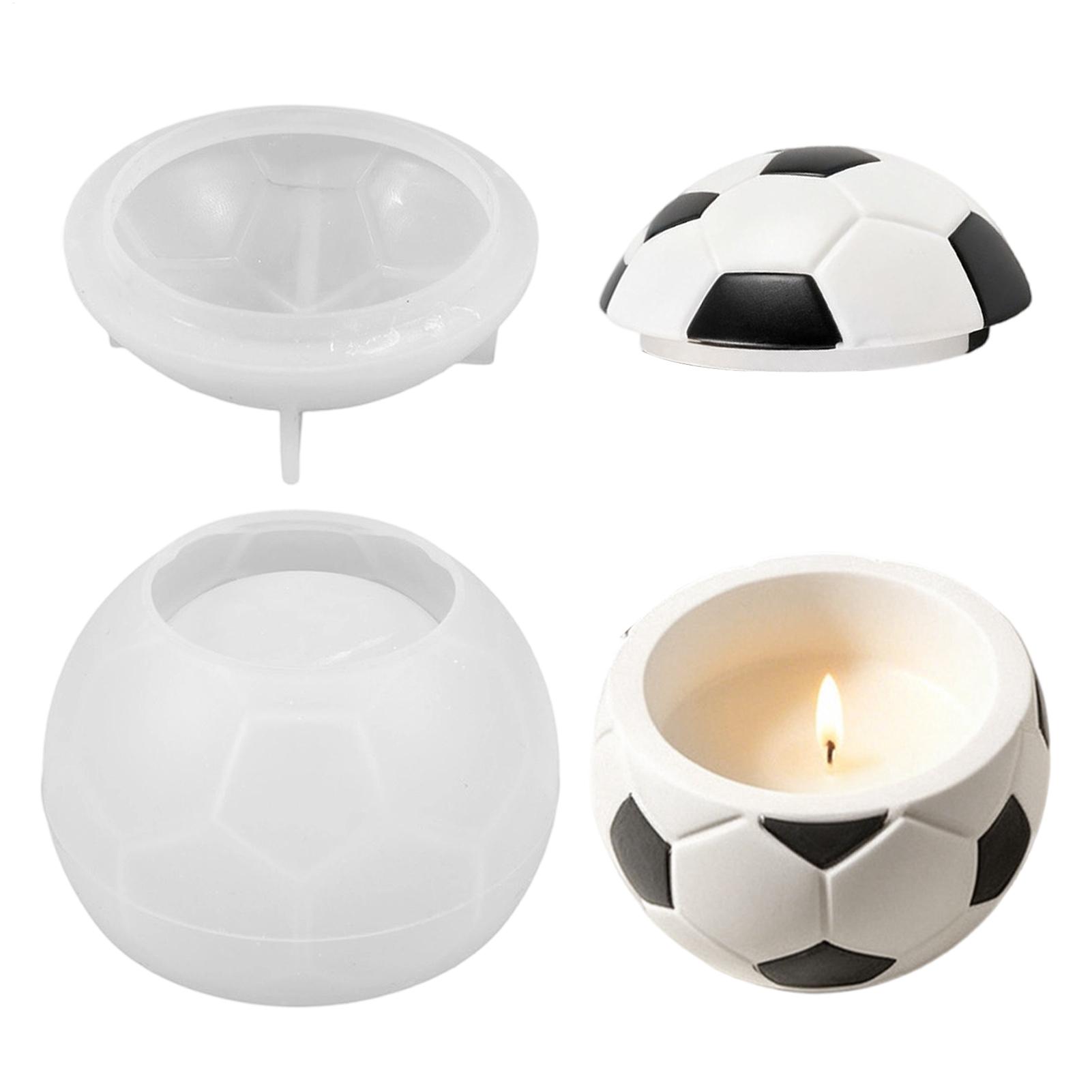 Candle Making Jars - แม่พิมพ์ซิลิโคนรูปฟุตบอล 3 มิติ ใช้ซ้ำได้ สำหรับทำเทียน ตกแต่งบ้าน